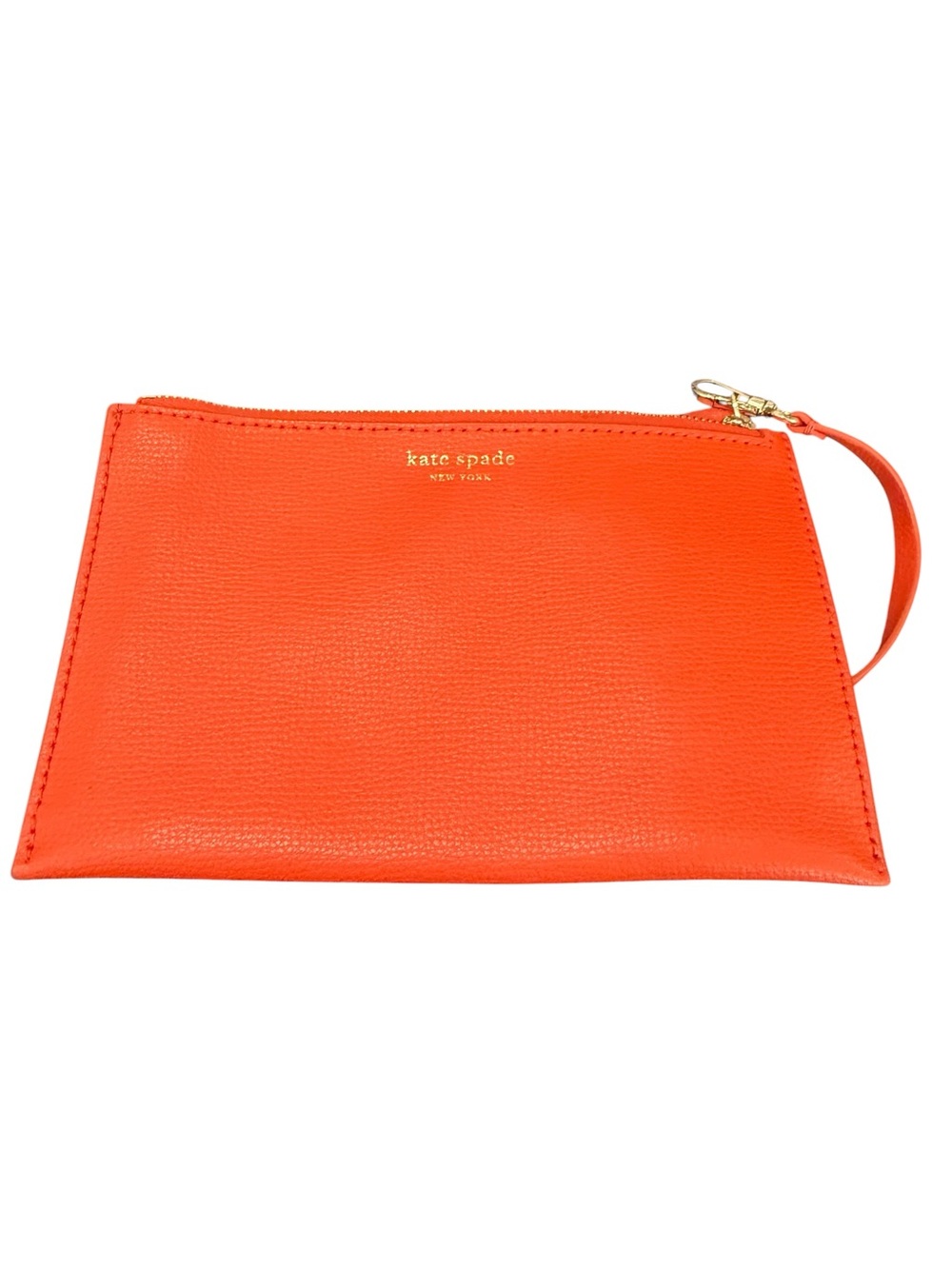 kate spade Orange Leather Wristlet Pouch with Gold Hardware